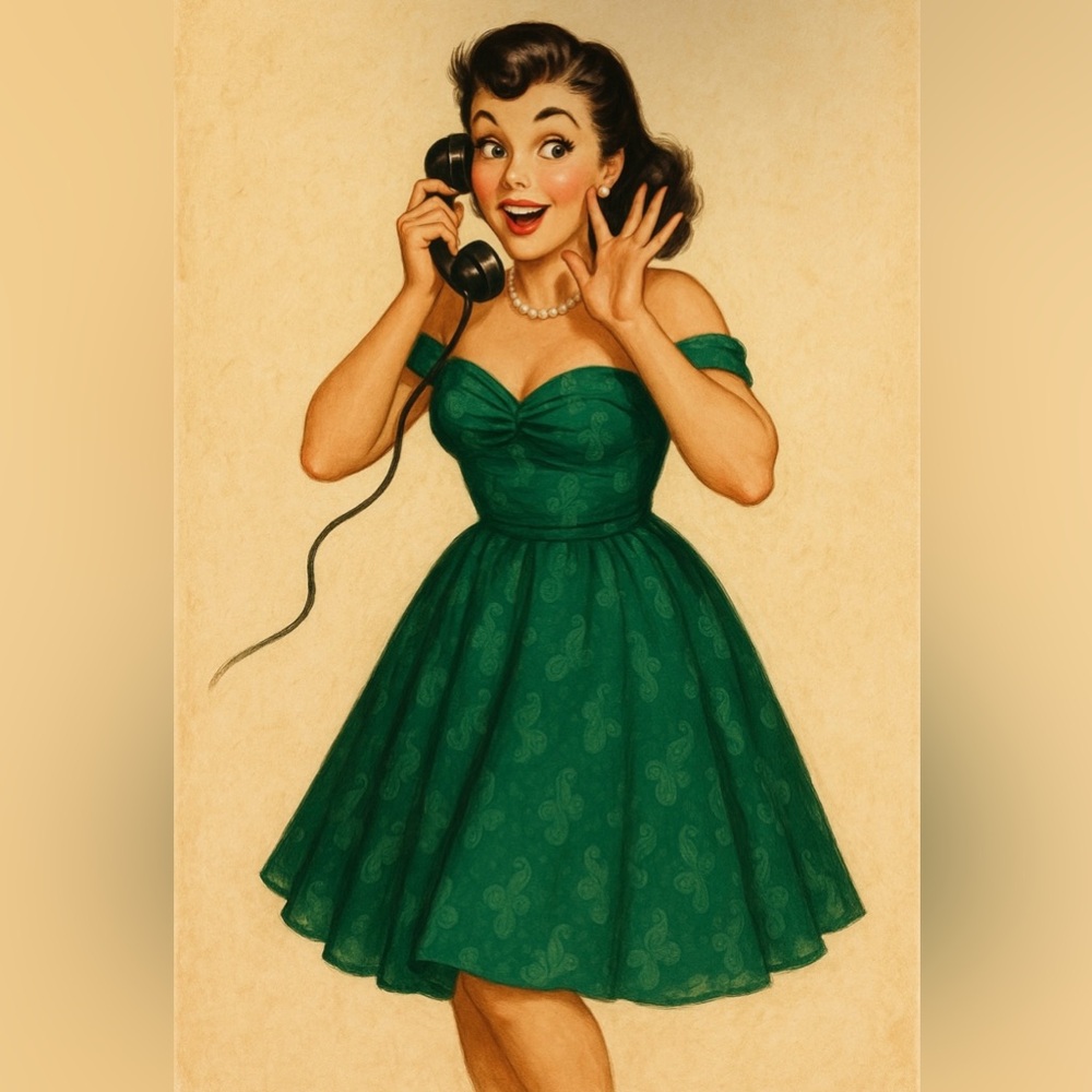 Unique Vintage 1950s Teal Green Jacquard Off Shoulder Flare Dress, Size  XL, NWT - Picture 12 of 15